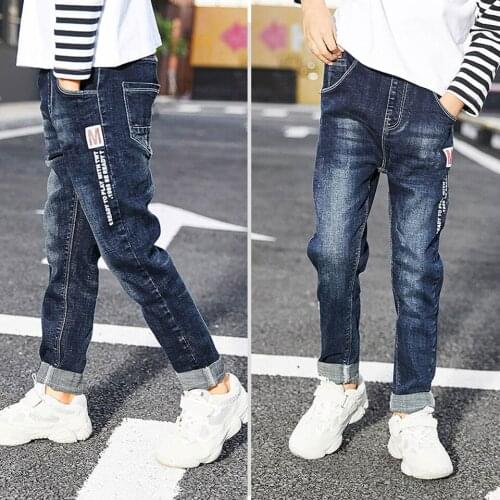 Boys Pants 2020 Autumn Kids Jeans Elastic Waist Stretch Denim Clothes Children Trousers For 4 to 14 Years Boy Pencil Leggings