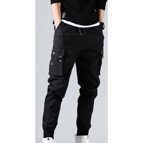 Mens Cargo Pants Solid Color Thin Male Men Beam Feet Long Pants Male Joggers Trousers Fashion Hip Hop Casual Streetwear Pants