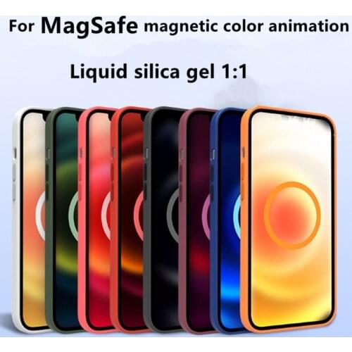 Animation Vibration Liquid Silicone Magnet Charging Phone Case for IPhone 12 Pro Max Magnetic Luxury Cover For 12 ProMax 12 Mini