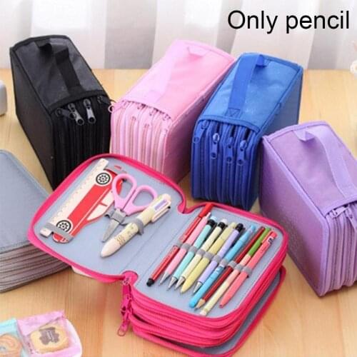 72 Hole Art Storage Pencil Case Girls Boys Pen Box 4 layer Large Storage Cartridge Bag Stationery Kit Pencilcase Student Supply
