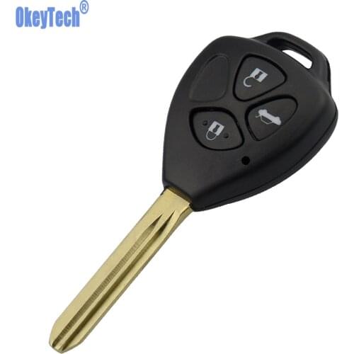 OkeyTech Key Shell Case For Toyota Camry Corolla Prado Vios REIZ Crown RAV4 3 Buttons Car Key Fob Cover TOY43 TOY47 Uncut Blade