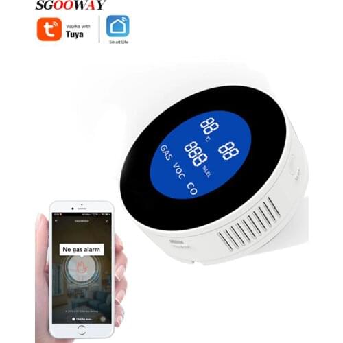Sgooway Tuya WiFi Natural Gas Leak Detector Detection Alarm Gas Detector LCD Temperature Sensor For Smart Life