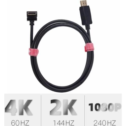 DisplayPort to DisplayPort 6 Feet Cable, 90° 270° DP to DP Male to Male Cable Gold-Plated Cord, Supports 4K@60Hz, 2K@144Hz