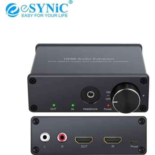 ESYNiC HDMI Audio Extractor HDMI To HDMI +RCA 3.5mm Stereo Audio Converter HDMI Audio Splitter With Volume Control Support 4K 3D