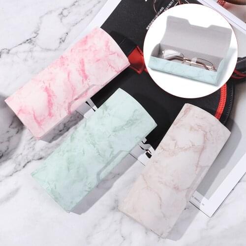 1PC New Fashion Women Men Portable Glasses Box Waterproof PU Marble Pattern Eyeglasses Case Strong Magnet Sun Glasses Box