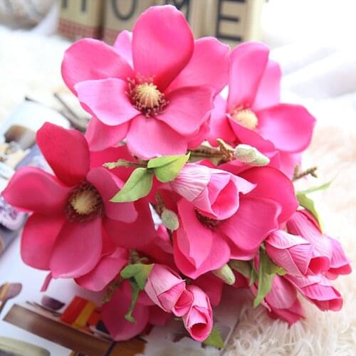 Artificial Flowers Silk Orchid Magnolia Branch Fake Flowers Wedding DIY Decoration For Christmas Valentines Day Gift Silk new