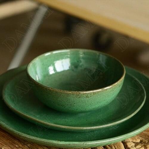 Hand Made Ceramic Plates Retro Decorative Western Steak Pasta Plate Dining Table Dish Fruit Salad Dishes Kitchen Tableware