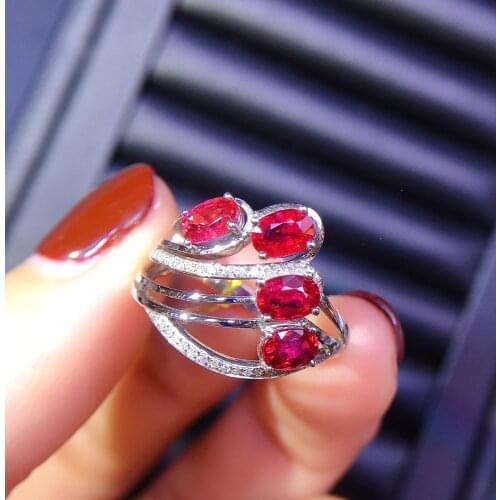 Ruby Rings J102 Pure 18K Gold Jewelry Natural 1.67ct Red Ruby Diamonds Jewelry Females Rings for Womens Fine Rings