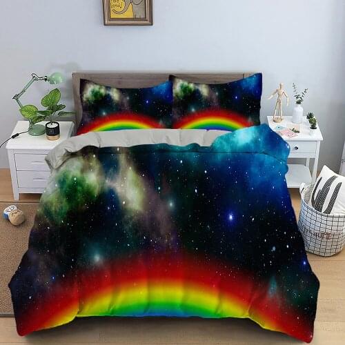 Galaxy Duvet Cover Queen King Colorful Starry Bedding Set Outer Space Comforter Cover Sky Light Printed Bedspread for Kids Teens