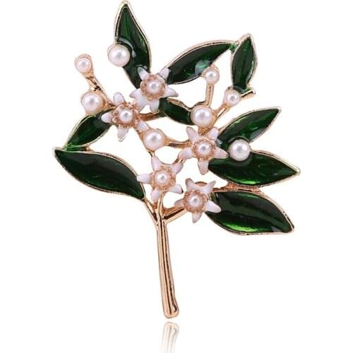 Korean Temperament Brooch Delicate Branch Pearl Drop Oil Brooch New Fashion Still Decorated Female Accessories Party Gift Brooch