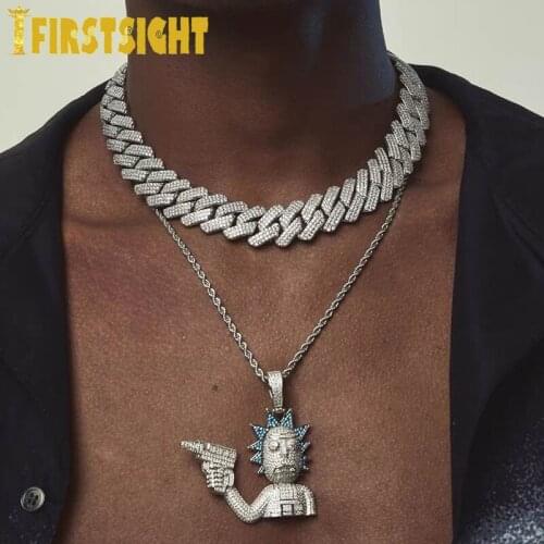 Big 19MM Miami 3Row CZ Cuban China Heavy Necklace Silver color Gold Iced Out Cubic Zirconia Necklace Men Hip Hop Fashion Jewelry