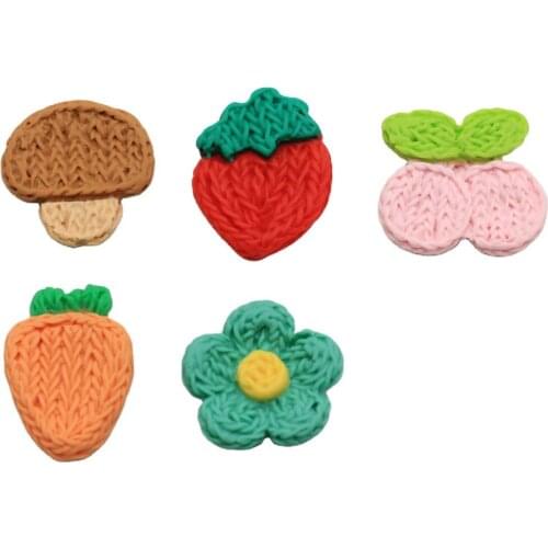 Hottest Resin Simulation Knitted Vegetable Carrot Mushroom Cabochon Artificial Fruit Strawberry Cherry DIY Crafts Ornament Parts
