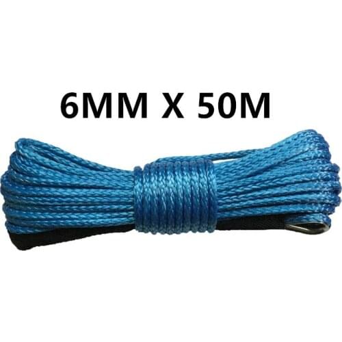 Best Quality free shipping 6mm x 50m synthetic winch lines uhmwpe cable plasma rope with sheath car accessories
