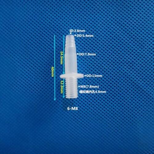 M8 Metric Thread to 6mm Plastic Pipe Fitting Pagoda Barbed PP Straight Reducing Water Garden Hose Connector