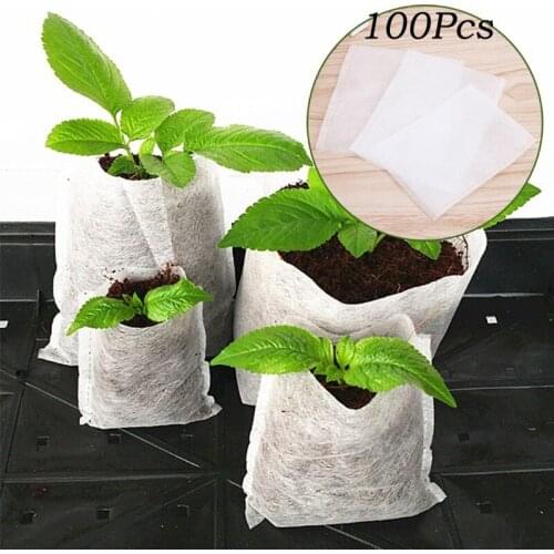 100PCS Seedling Plants Nursery Bags Organic Biodegradable Grow Bags Fabric Eco-friendly Ventilate Growing Planting Bags