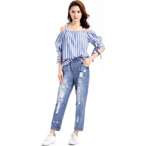 Fashion ripped jeans women Clothing cropped harem pants