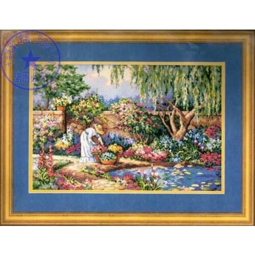14/22/25ct beautiful lovely counted cross stitch kit woman lady girl in flowers garden park dim 03780