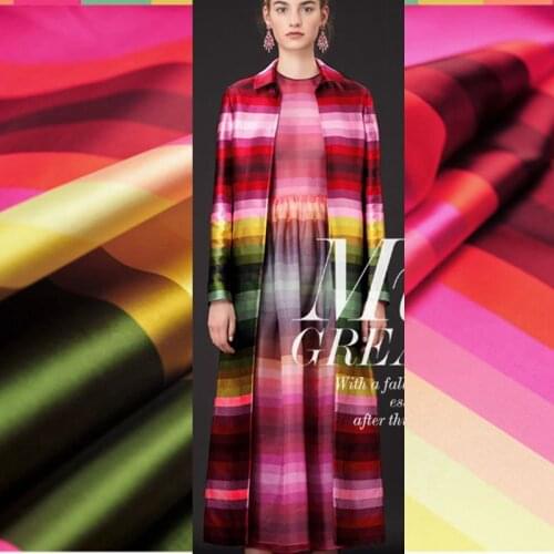 Limited hot sale Colorful stripe emulation silk wool fabric for dress coat tissu au meter bright cloth DIY fashion