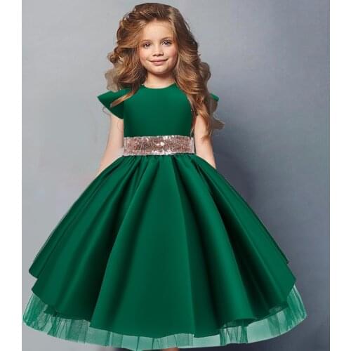 Princess Wedding Birthday Dresses For Girl Elegant Party Sequins Christening Dress Christmas Kid Children Formal Pageant Clothes