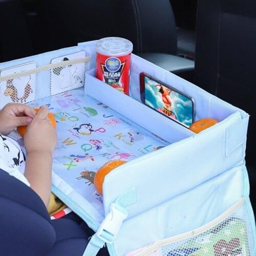 Car Seat Travel Tray Safety Seat Toys Cup Holder Waterproof Play Table Organizer Storage for Baby Children Kids Stroller Snacks