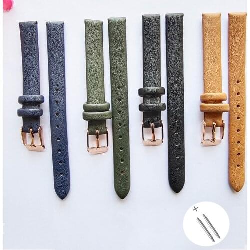 Watch Band Srap 10mm Women Handmade Leather Strap for Lady Accessories Watchband Brown Purple Blue Black Red Green Pink