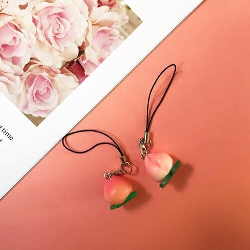Cute Peach Rabbit Smart Phone Strap Lanyards for iPhone/Samsung/XiaoMi Case Strap Decoration Mobile Phone Strap Rope Phone Charm