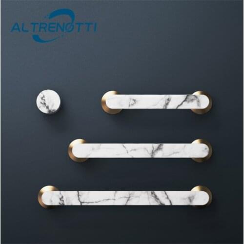 Cabinet Furniture Handle Black White Marble European Nordic Kitchen Cupboard Room Door Pull Wardrobe Drawer Zinc Knob Hardware