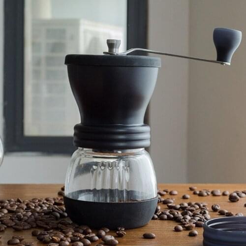 Manual Coffee Grinder Ceramic Coffee Grinder Manual With Glass Storage Cup Bean Burr Grinders Mill Kitchen Tool Grinders