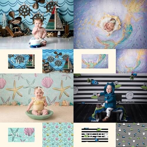 Mermaid Children Birthday Backdrop Photocall Pirate Newborn Baby Portrait Background Photography Shell Nautical Adventure Photo