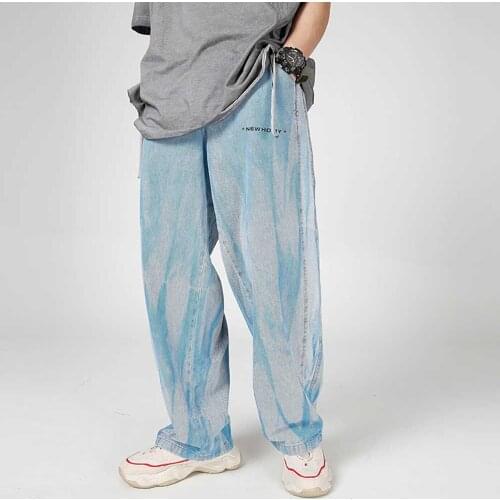 Trend Painted Jeans Men Women Casual Denim Pants Loose Baggy Trousers Straight Hiphop Harem Pants Streetwear Jeans Man Clothing