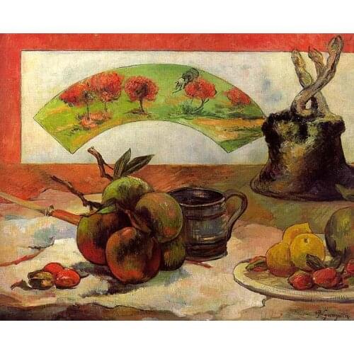 High quality Oil painting Canvas Reproductions Still Life with a Fan (1889) by Paul Gauguin hand painted
