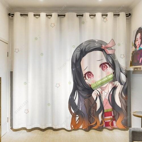 Blackout Curtains Anime Demon Slayer Curtain Bedroom Living Room Japan Cartoon Manga W110xH85 Inch Custom Window Drapes