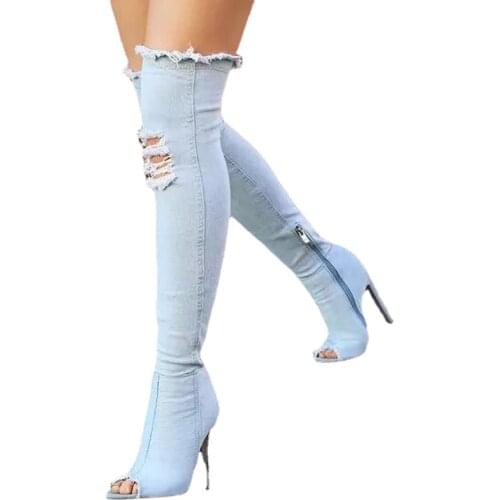 2021 Cowboy High Heels Cowboy Boots Over The Knee Fish Mouth Boots Womens Shoes