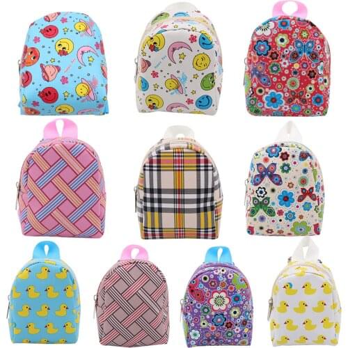 1pc Dolls Bag Accessories Backpack For 17 18 Inch American Dolls Cute Mini School Bags For 43cm New Born 1/3 BJD Dolls Gift Toy
