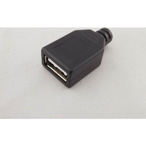 10Pcs USB 2.0 Type A 4 Pin Female Socket Adapter Connector Black Plastic Cover