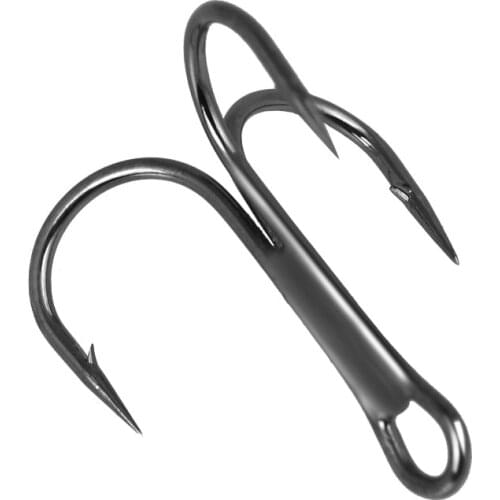 10pc/Lot High Carbon Steel Treble Hooks Fishing Hook 2/4/6/8/10/12# Fishing Tackle Black/Brown/White Fish Hook