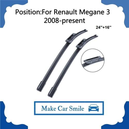 For Renault Megane 3 24''+16'' 2 Pieces Windscreen 2008-present Natural Rubber Car Accessories