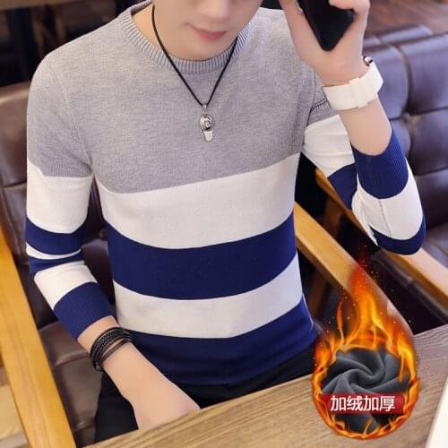 2021 Spring Casual Mens Sweater O-Neck Striped Slim Fit Knittwear Mens Sweaters Pullovers Pullover Men Pull Homme M-3XL