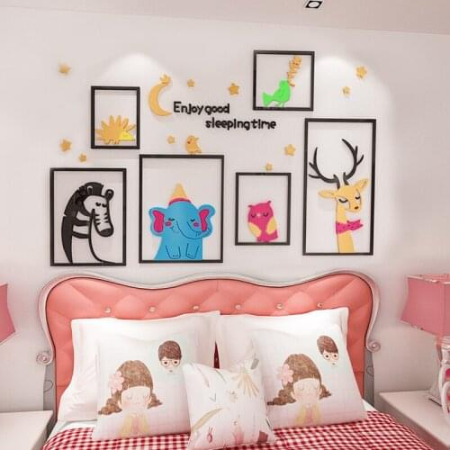 WS23 3D cartoon wall sticker baby room layout background wall sticker self adhesive childrens room bedroom bedside decoration