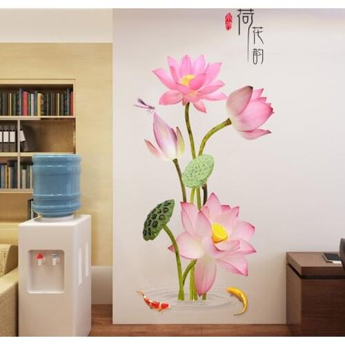 3D Lotus Wall Sticker Flower Home Office Decor Bedroom Living Room Wall Decoration Decals for Furniture Wallpaper Fridge Sticker