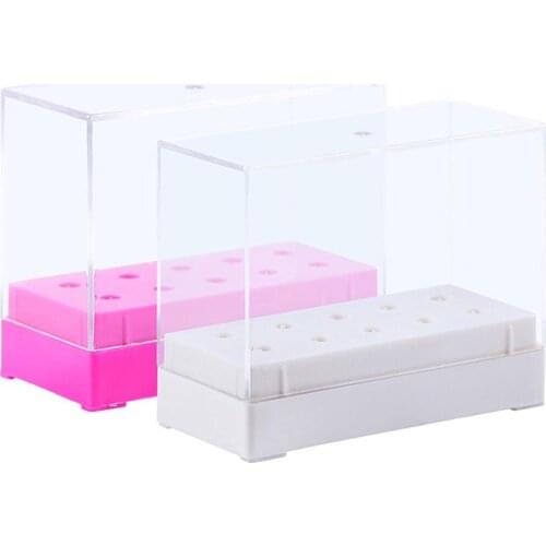 7/10 Holes Nail Drill Bit Display Stand Container Acrylic Holder Case Nail Art Empty Storage Box Rack Manicure Accessories
