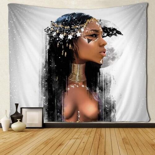 African American Women Elegant Tapestries Hippie Black Art Wall Hanging