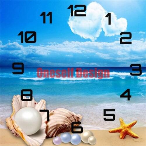 Top popular diy diamond painting clock beach diamond embroidery sale clock diy frame decoration home diamond mosaic sale beach