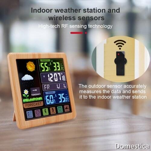 Wireless Thermometer Hygrometer Alarm Clock Weather Forecast Color LCD Display Backlight Digital Temperature Humidity Meter