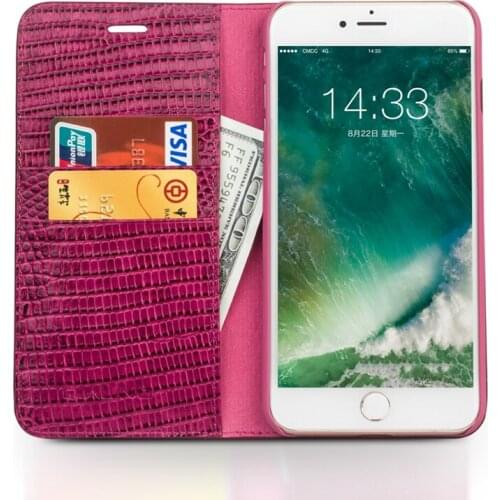 QIALINO Genuine Leather Phone Case for iPhone 8 Fashion Handmade Card Slot Luxury Women Flip Cover for iPhone8 Plus 4.7/5.5 inch