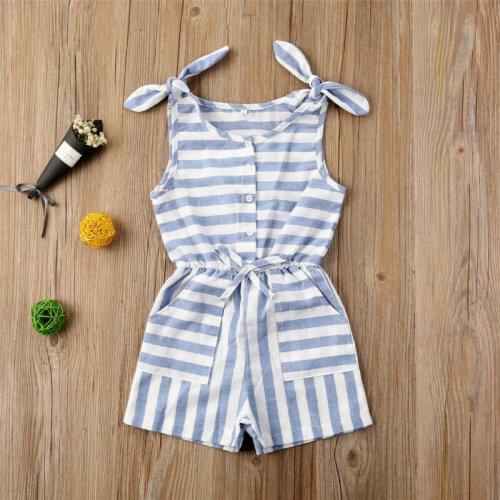 Baby Romper 2020 Casual Kid Baby Girl Stripe Clothes Sleeveless Striped Romper Jumpsuit Outfit Sunsuit