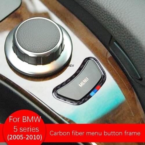 For BMW 5 Series E60 520 525li 2005-2010 carbon fiber car console MENU button decorative frame cover