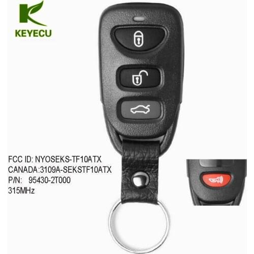 KEYECU Replacement New Remote Car Key Fob 3+1 Button 315MHz for Kia Optima 20112012 2013 P/N: 95430-2T000