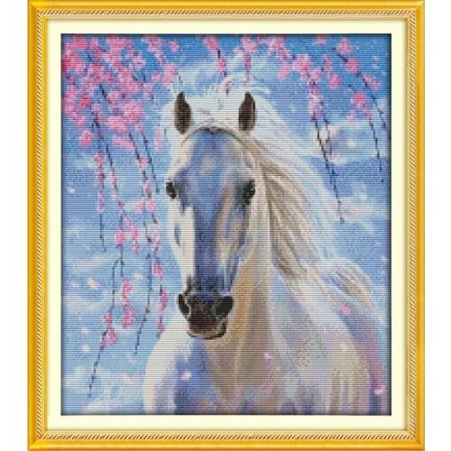 White Horse Chinese Embroidery Kits Cross Stitch Counting Patterns Print Diy Dmc 14ct Needlework Sets Set of Cross Stitch Sales