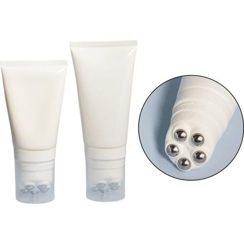 Compact Refillable Soft Squeeze Bottle Cosmetic Storage Containers w/ Stainless Steel Roller Balls